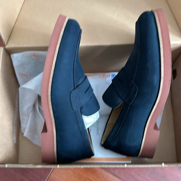Men’s New w box Samuel Hubbard blue suede loafers size 10.5w